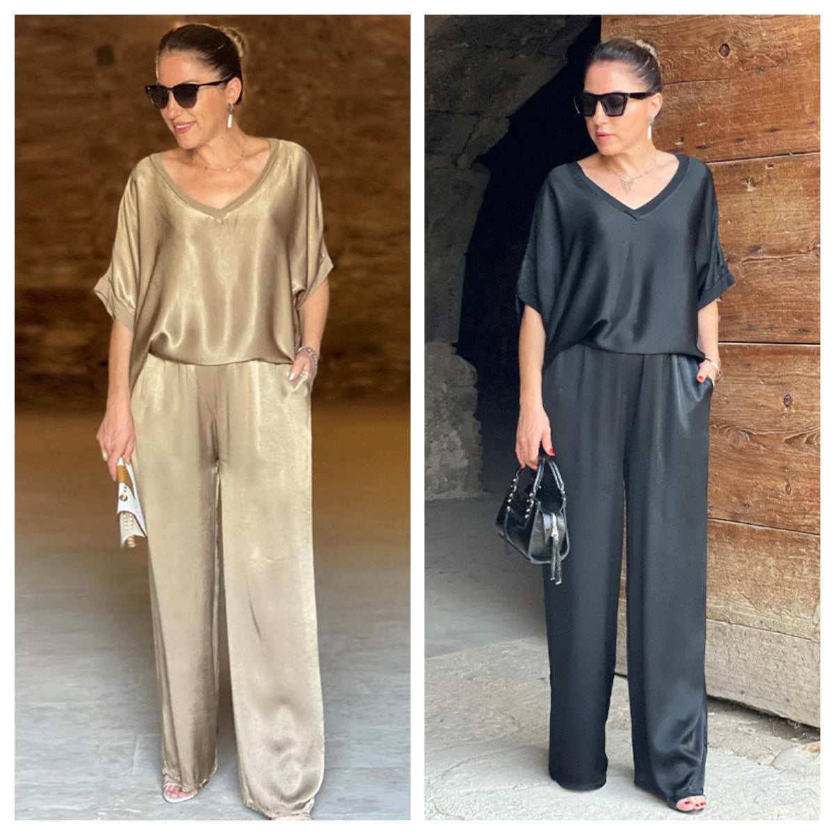 Edmonton Essence™ | Shiny V-Neck Set