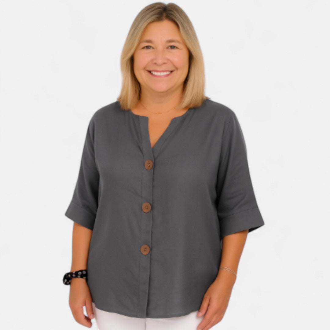 Edmonton Essence™ | Comfortable Loose-Fit Linen Blouse