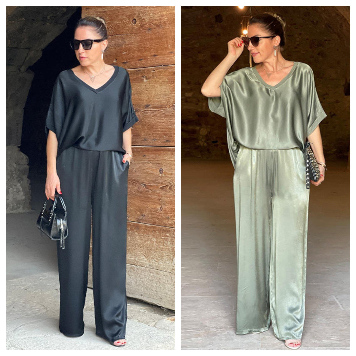 Edmonton Essence™ | Shiny V-Neck Set